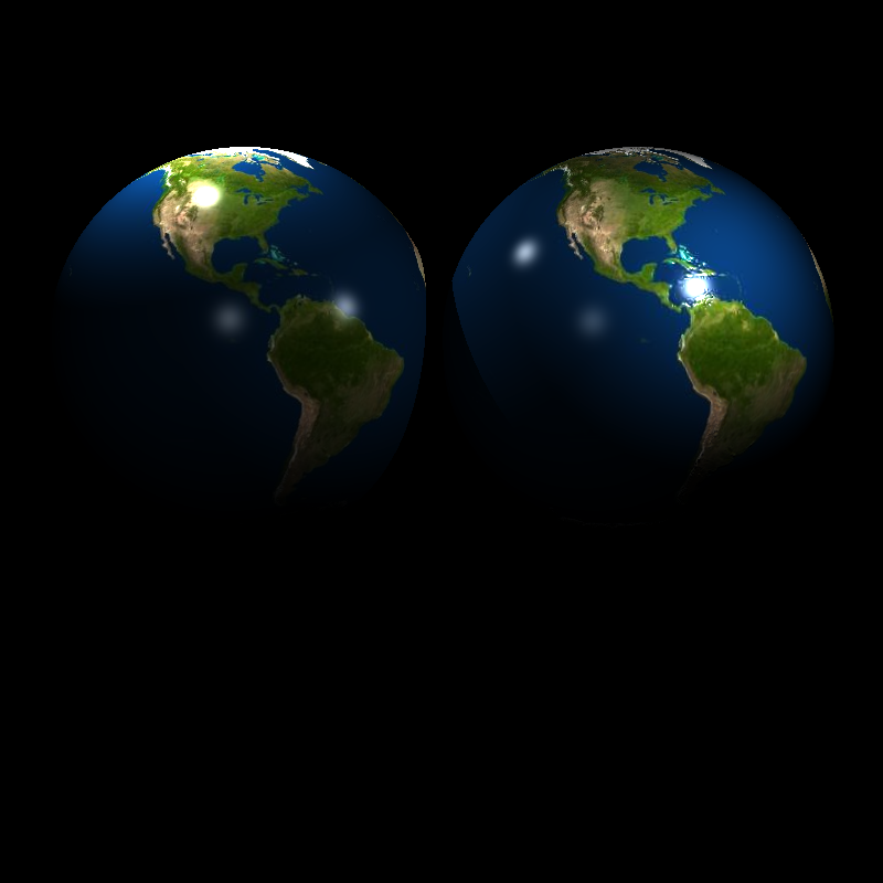 Earths without Bump and with Bump Mapping