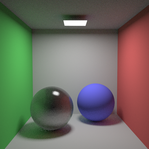 Cornellbox with glass sphere with Russian Roulette’d path tracing
